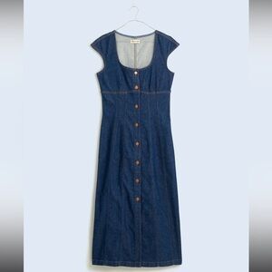 Madewell Denim Square-Neck Midi Dress in Benton Wash Size 10